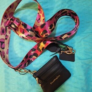 Clip and Go Black and Pink Crossbody with Coin Bag Save the Girls